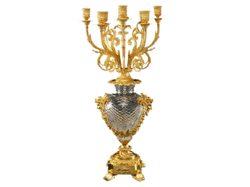 LUXURY FOUNDRY REGGIA 139 - Brass and glass candlestick by Il Bronzetto - view 2